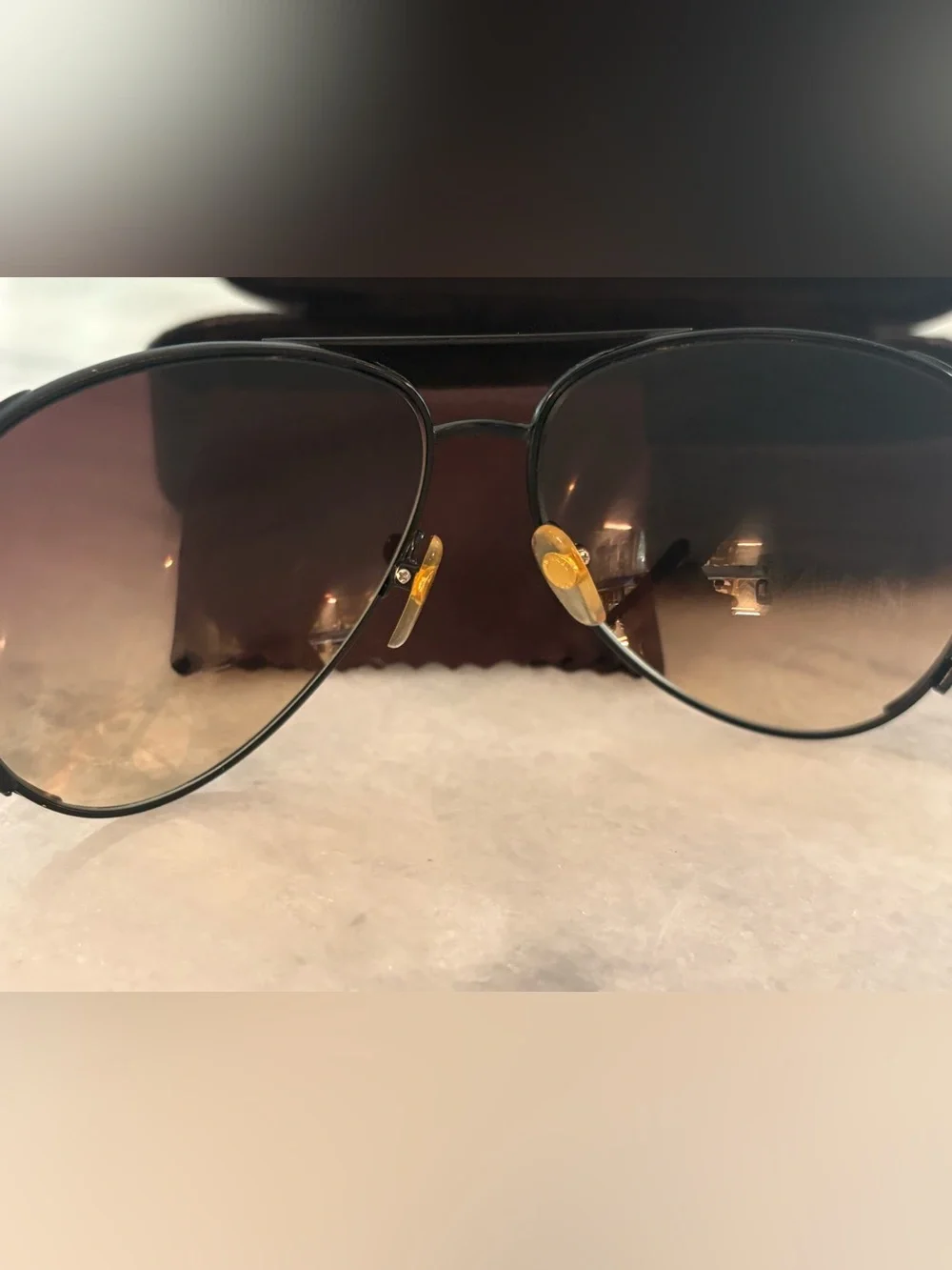 Michael Kors Black and Gold Aviator Sunglasses
